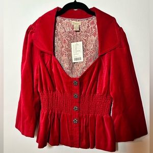 "Vintage" Anthropologie -  Red Velvet Pin Up Style Coat